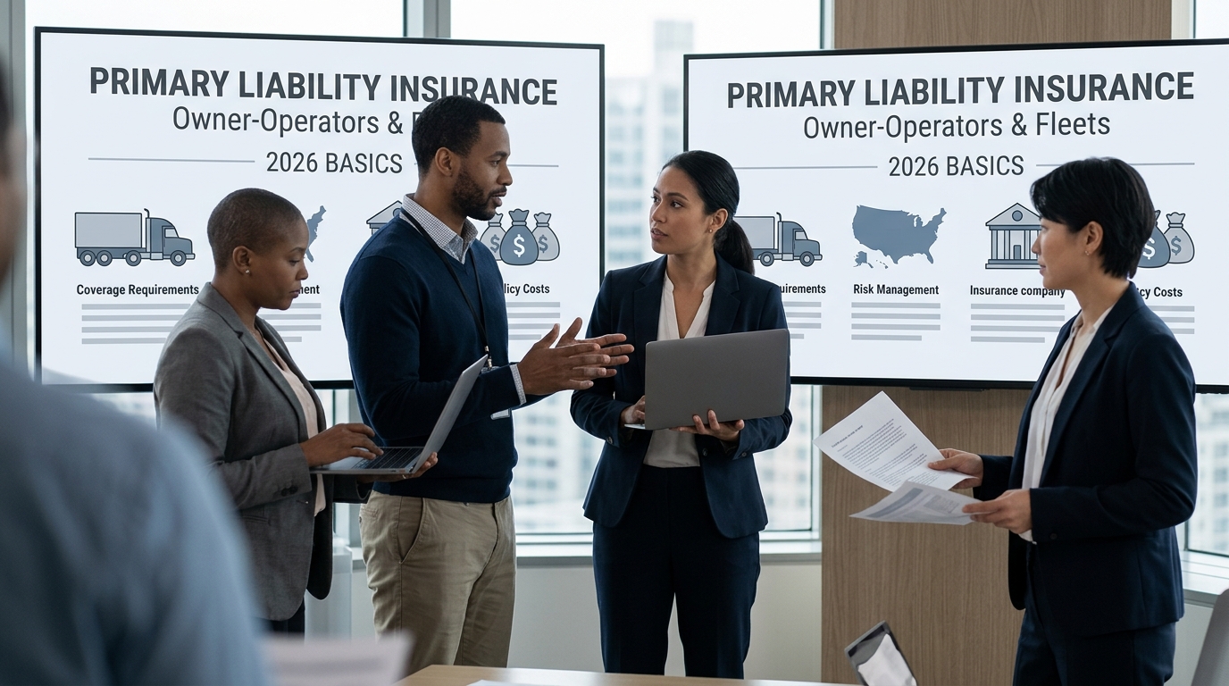 Illustration: Primary Liability Insurance Basics for Owner-Operators and Fleets in 2026